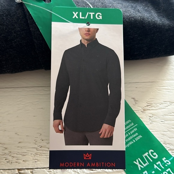 Modern Ambition Other - Modern ambition XL 17/17.5 long sleeve men’s shirt, 100% cotton dark grey NWT